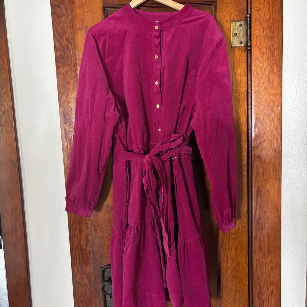 Draper James RSVP Button-Up Corduroy Dress with Belt